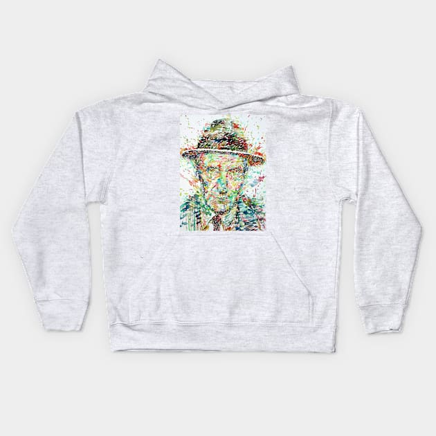 WILLIAM S. BURROUGHS watercolor portrait .5 Kids Hoodie by lautir